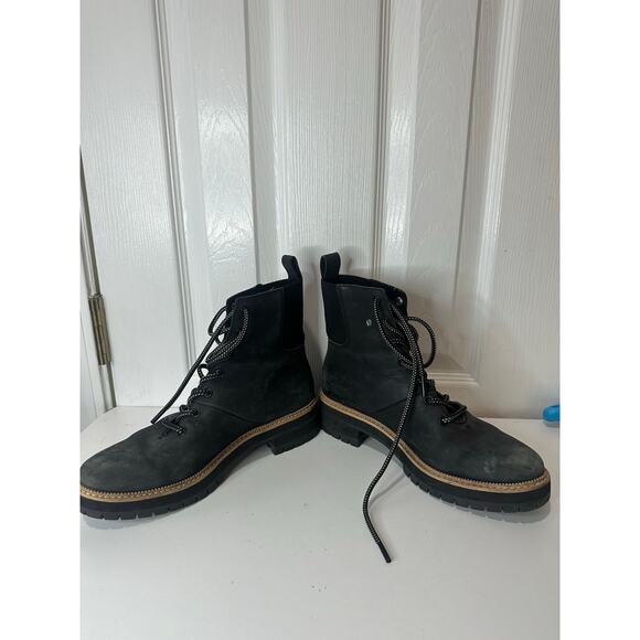 Tom’s Frankie Lace Up Leather Boots Sz 9 Black Gray Nice! - Picture 3 of 6